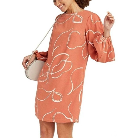 NWT A New Day Women's Long Sleeve Keyhole Neck Shift Dress Size Large - Picture 2 of 9